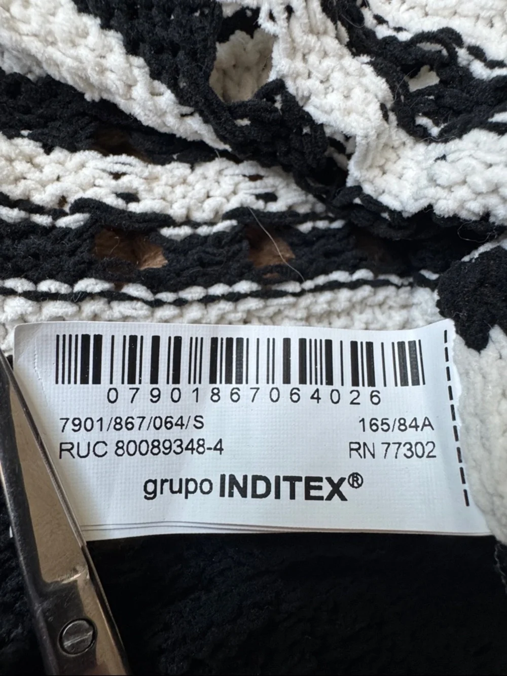 ZARA Black & White Open-Knit Striped Crochet Crop Sweater Top Women’s Size Small